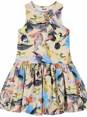 MOLO Girls Yellow Birds Sleeveless Dress size 11-12 girls